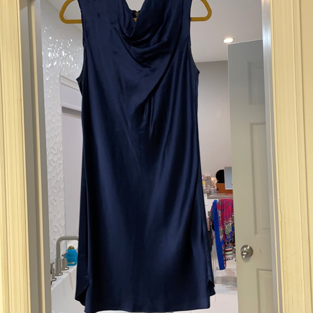 Cowl neck silk dress